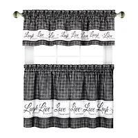 Achim Live; Love; Laugh 3-pc. Rod Pocket Kitchen Curtains & Drapes Window Set