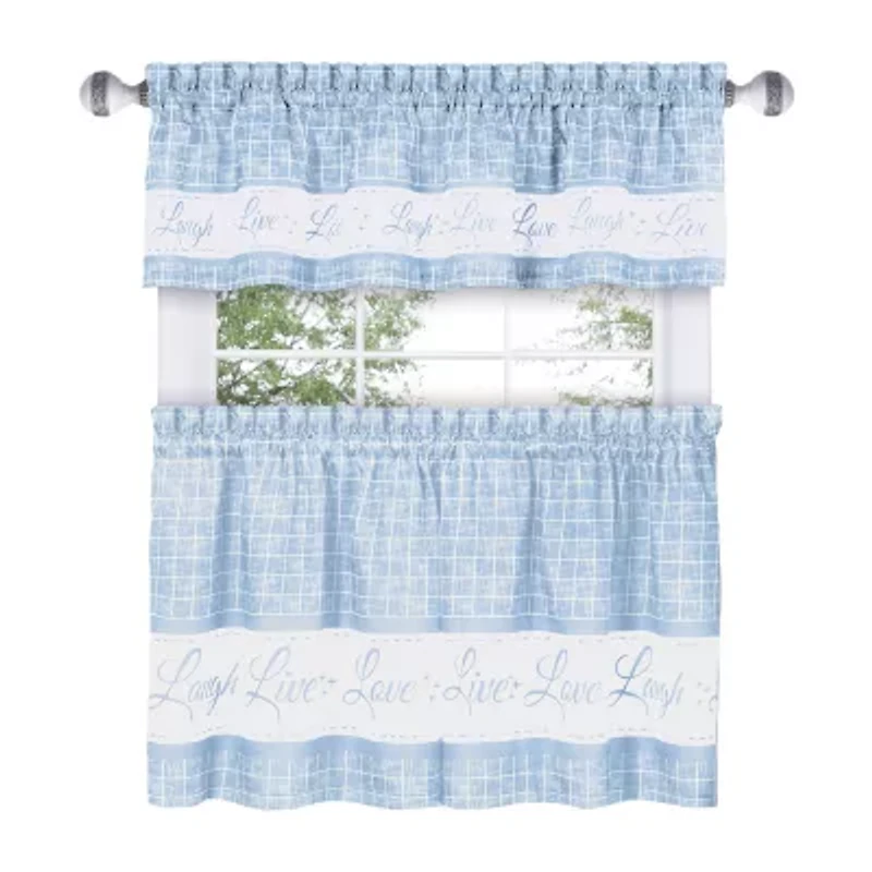 Achim Live; Love; Laugh 3-pc. Rod Pocket Kitchen Curtains & Drapes Window Set