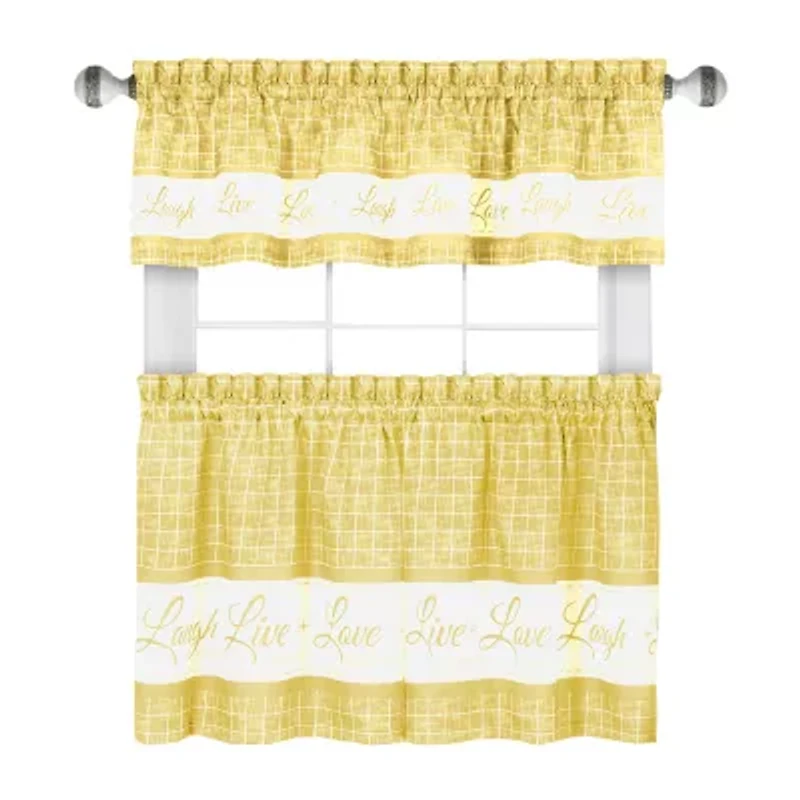 Achim Live; Love; Laugh 3-pc. Rod Pocket Kitchen Curtains & Drapes Window Set