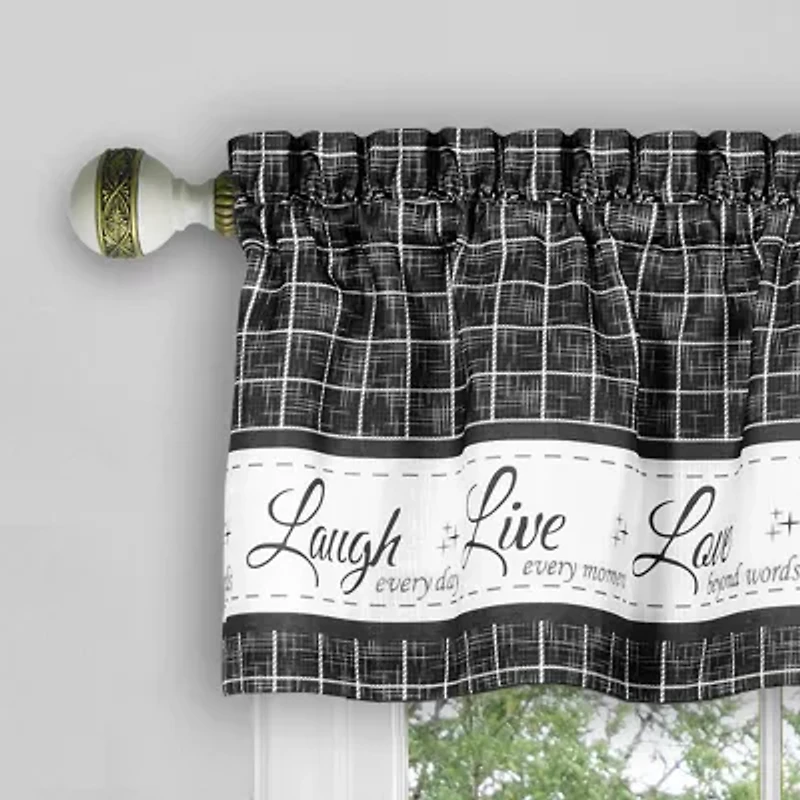 Achim Live; Love; Laugh 3-pc. Rod Pocket Kitchen Curtains & Drapes Window Set