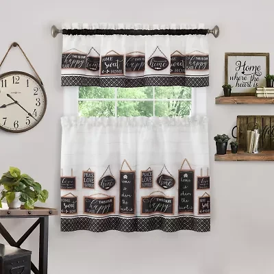 Achim Modern Farmhouse 3-pc. Rod Pocket Kitchen Curtains & Drapes Window Set