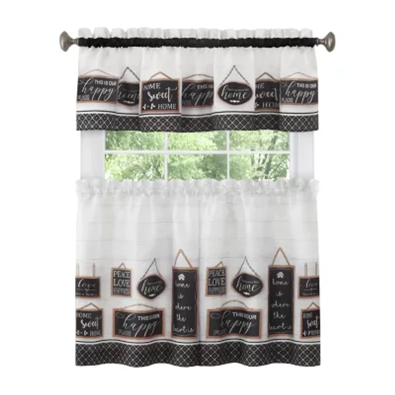Achim Modern Farmhouse 3-pc. Rod Pocket Kitchen Curtains & Drapes Window Set