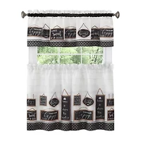 Achim Modern Farmhouse 3-pc. Rod Pocket Kitchen Curtains & Drapes Window Set