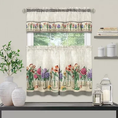 Achim Garden Blooms 3-pc. Rod Pocket Kitchen Curtains & Drapes Window Set