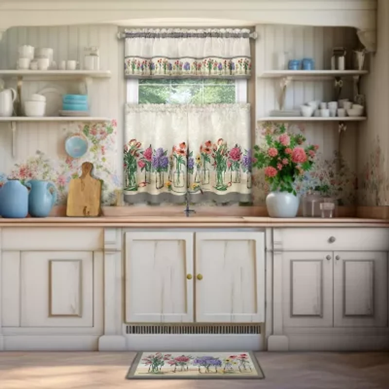 Achim Garden Blooms 3-pc. Rod Pocket Kitchen Curtains & Drapes Window Set