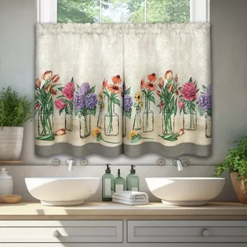 Achim Garden Blooms 3-pc. Rod Pocket Kitchen Curtains & Drapes Window Set