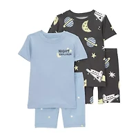 Carter's Toddler Boys Rib Crew Neck Short Sleeve 4-pc. Pajama Sets
