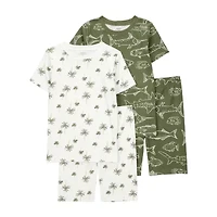 Carter's Little & Big Kid Boys Rib Crew Neck Short Sleeve 4-pc. Pajama Sets