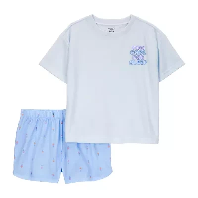 Carter's Little & Big Kid Girls Round Neck Short Sleeve 2-pc. Pajama Sets