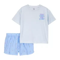 Carter's Little & Big Kid Girls Round Neck Short Sleeve 2-pc. Pajama Sets