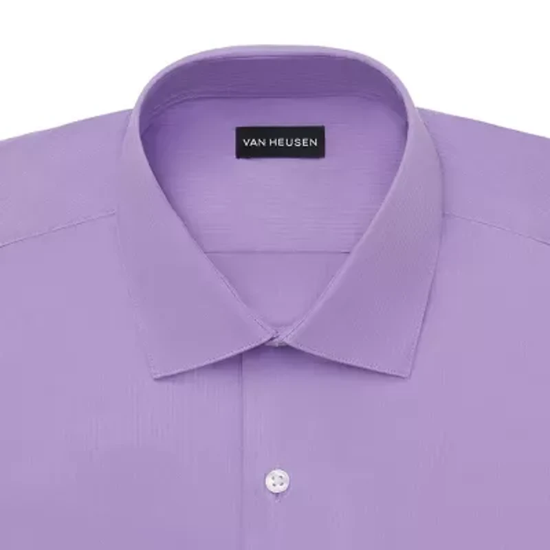 Van Heusen Fitted Everyday Defense Stain Shield Mens Modern Fit Stretch Fabric Wrinkle Free Long Sleeve Dress Shirt
