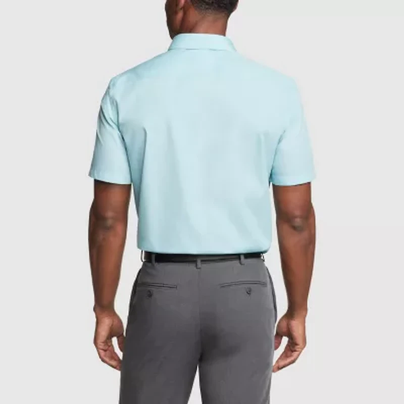 Van Heusen Short Sleeve Poplin Mens Regular Fit Wrinkle Free Dress Shirt