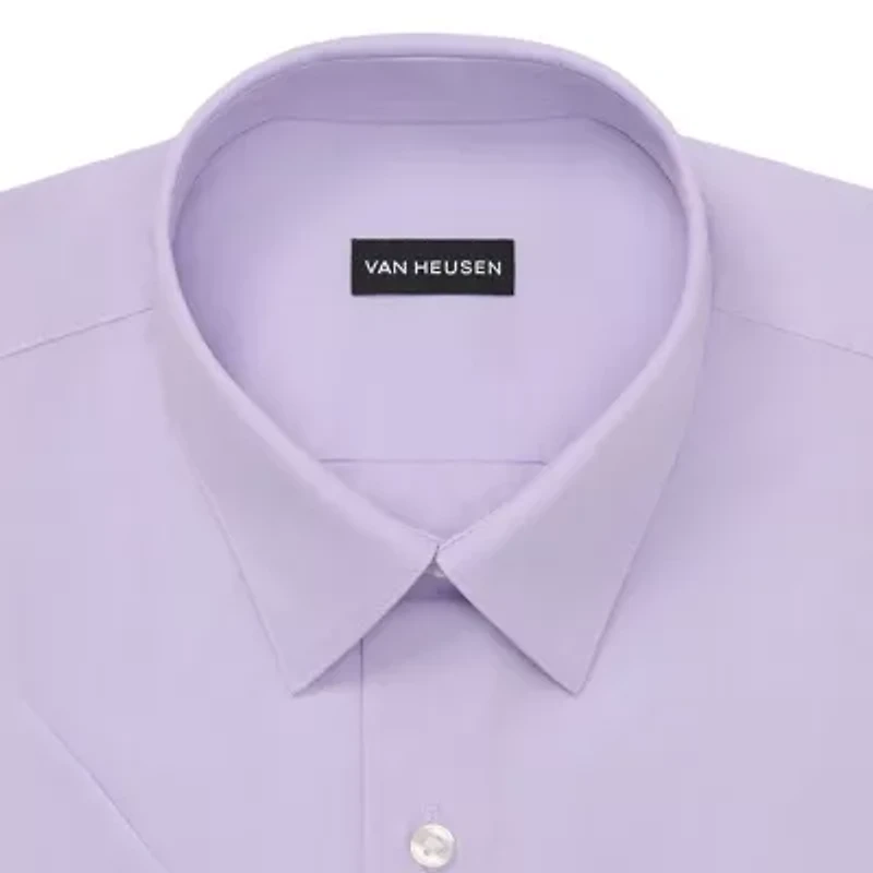 Van Heusen Short Sleeve Poplin Mens Big & Tall Classic Fit Wrinkle Free Short Sleeve Plaid Dress Shirt