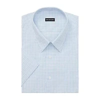 Van Heusen Short Sleeve Poplin Mens Big & Tall Classic Fit Wrinkle Free Plaid Dress Shirt