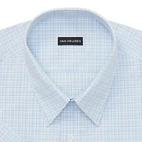 Van Heusen Short Sleeve Poplin Mens Big & Tall Classic Fit Wrinkle Free Plaid Dress Shirt