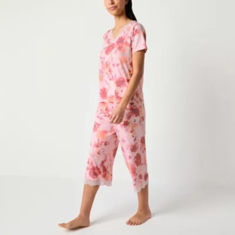 Ambrielle Womens V Neck Short Sleeve Pajama Top