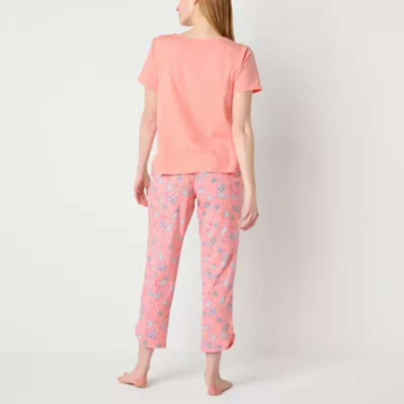 Liz Claiborne Womens V-Neck Short Sleeve 2-pc. Pajama Sets