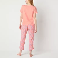 Liz Claiborne Womens V-Neck Short Sleeve 2-pc. Pajama Sets