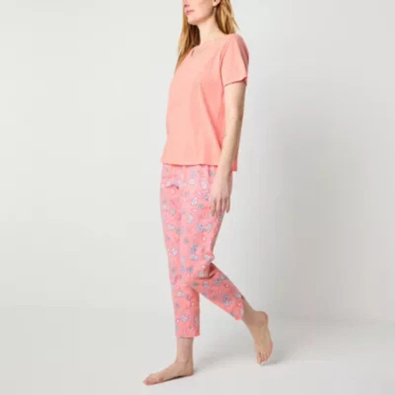 Liz Claiborne Womens V-Neck Short Sleeve 2-pc. Pajama Sets