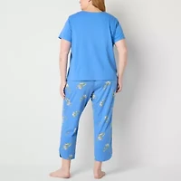 Liz Claiborne Womens V-Neck Short Sleeve 2-pc. Plus Pajama Sets