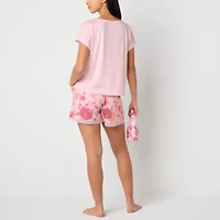 Ambrielle Womens Crew Neck Short Sleeve 3-pc. Pajama Sets