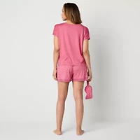 Ambrielle Womens Crew Neck Short Sleeve 3-pc. Pajama Sets