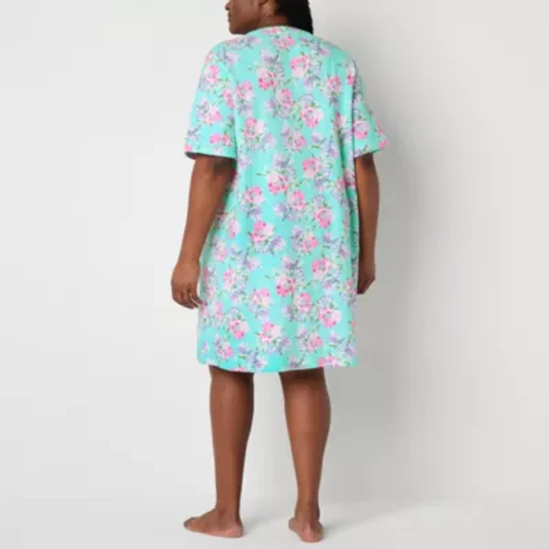 Adonna Womens Plus Short Sleeve Long Length Robe