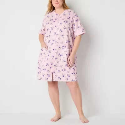 Adonna Womens Plus Short Sleeve Long Length Robe