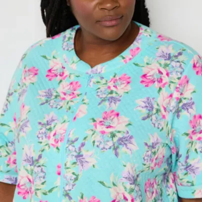 Adonna Womens Plus Short Sleeve Long Length Robe