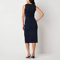 Worthington Womens Sleeveless Midi Sweater Dress