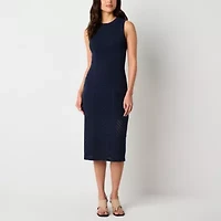 Worthington Womens Sleeveless Midi Sweater Dress