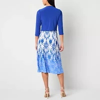 Danny & Nicole Womens Damask Midi Jacket Dress