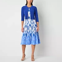 Danny & Nicole Womens Damask Midi Jacket Dress
