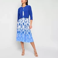 Danny & Nicole Womens Damask Midi Jacket Dress