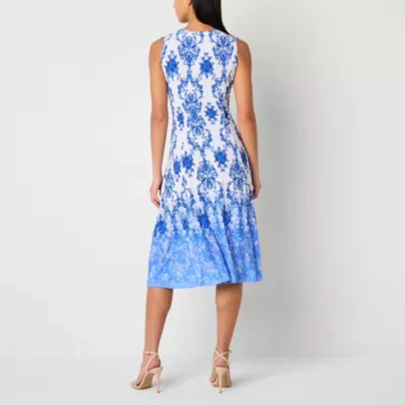 Danny & Nicole Womens Damask Midi Jacket Dress
