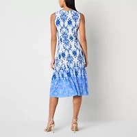 Danny & Nicole Womens Damask Midi Jacket Dress