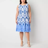 Danny & Nicole Womens Damask Jacket Dress Plus