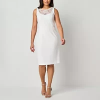 Maya Brooke Womens Lace Pearl Trim Jacket Dress