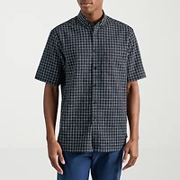 Haggar Life Khaki Mens Short Sleeve Regular Fit Button-Down Shirt