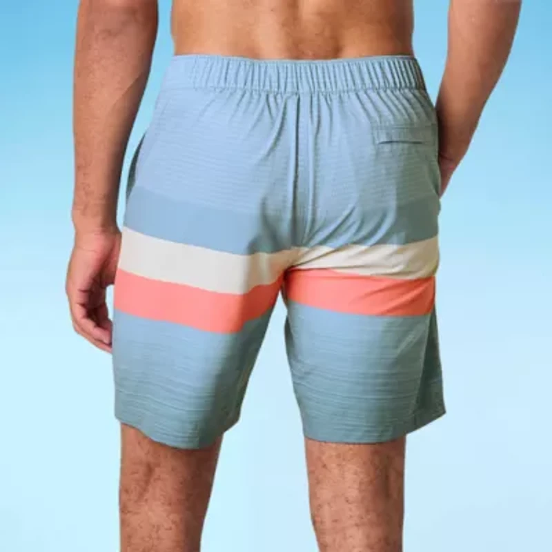 Free Country Mens Drawstring Waist Quick Dry Striped Board Shorts