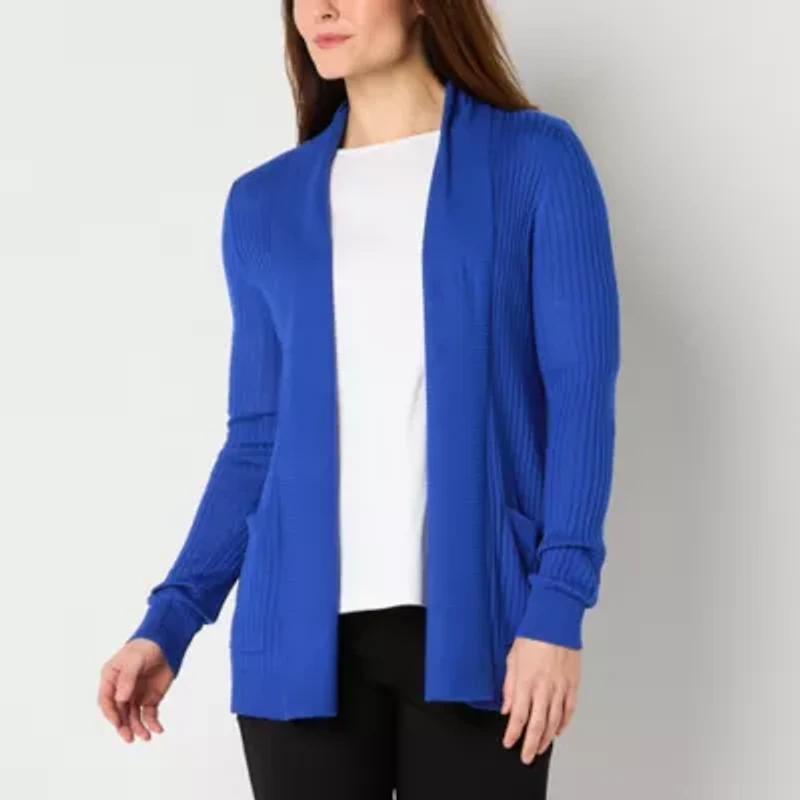 Liz Claiborne Womens Long Sleeve Open Front Cardigan