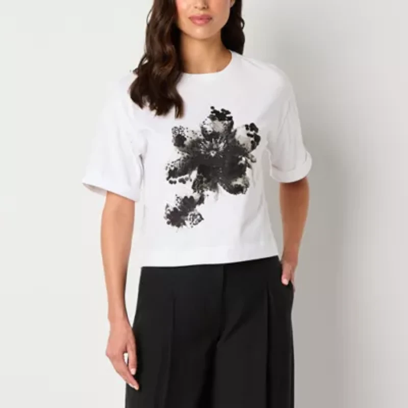 Worthington Womens Crew Neck Short Sleeve T-Shirt