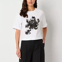 Worthington Womens Crew Neck Short Sleeve T-Shirt