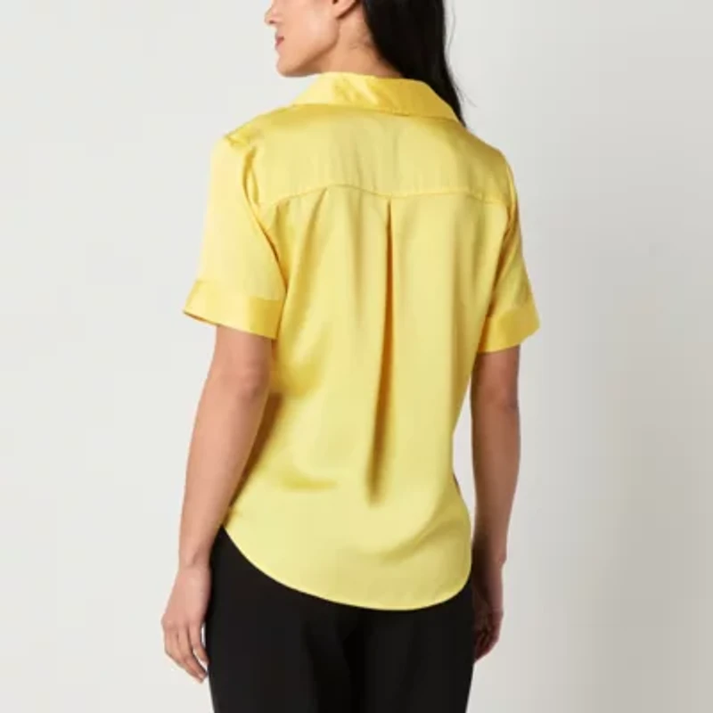 Worthington Womens Short Sleeve Regular Fit Button-Down Shirt