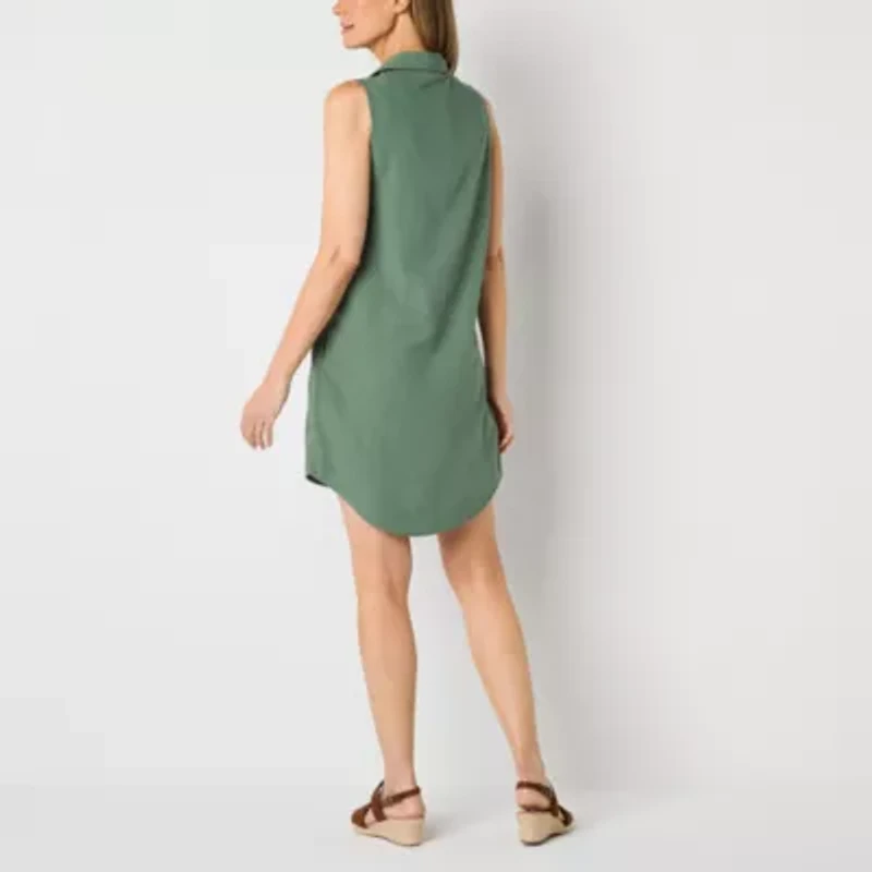 St. John's Bay Womens Sleeveless Floral Shift Dress