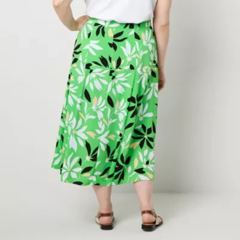 Liz Claiborne Womens Midi Full Skirt Plus