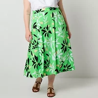 Liz Claiborne Womens Midi Full Skirt Plus