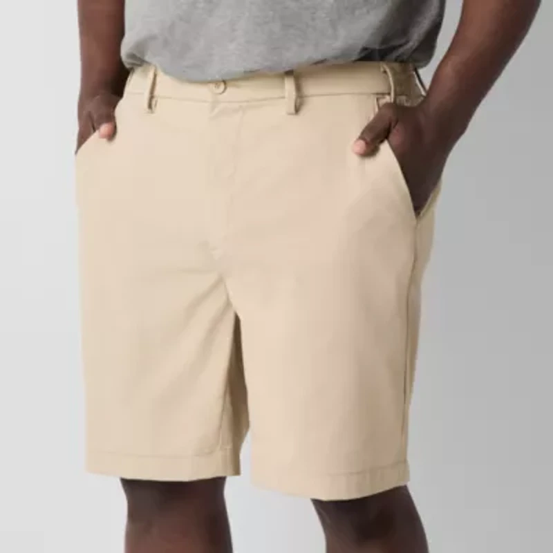 Shaquille O'Neal XLG Mens 10 1/2" Big and Tall Moisture Wicking Drawstring Waist Chino Short