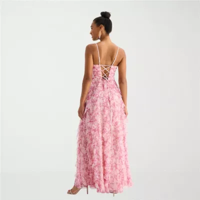 Radiante Couture Womens Juniors Plus Floral A-Line Dress