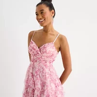 Radiante Couture Womens Juniors Plus Floral A-Line Dress